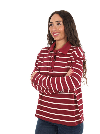 Miss love polo righe da donna rosso