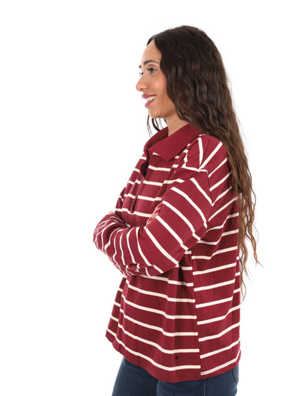 Miss love polo righe da donna rosso