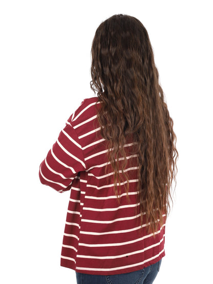 Miss love polo righe da donna rosso