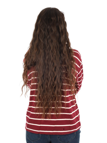 Miss love polo righe da donna rosso