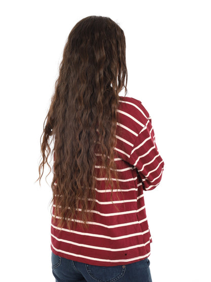 Miss love polo righe da donna rosso