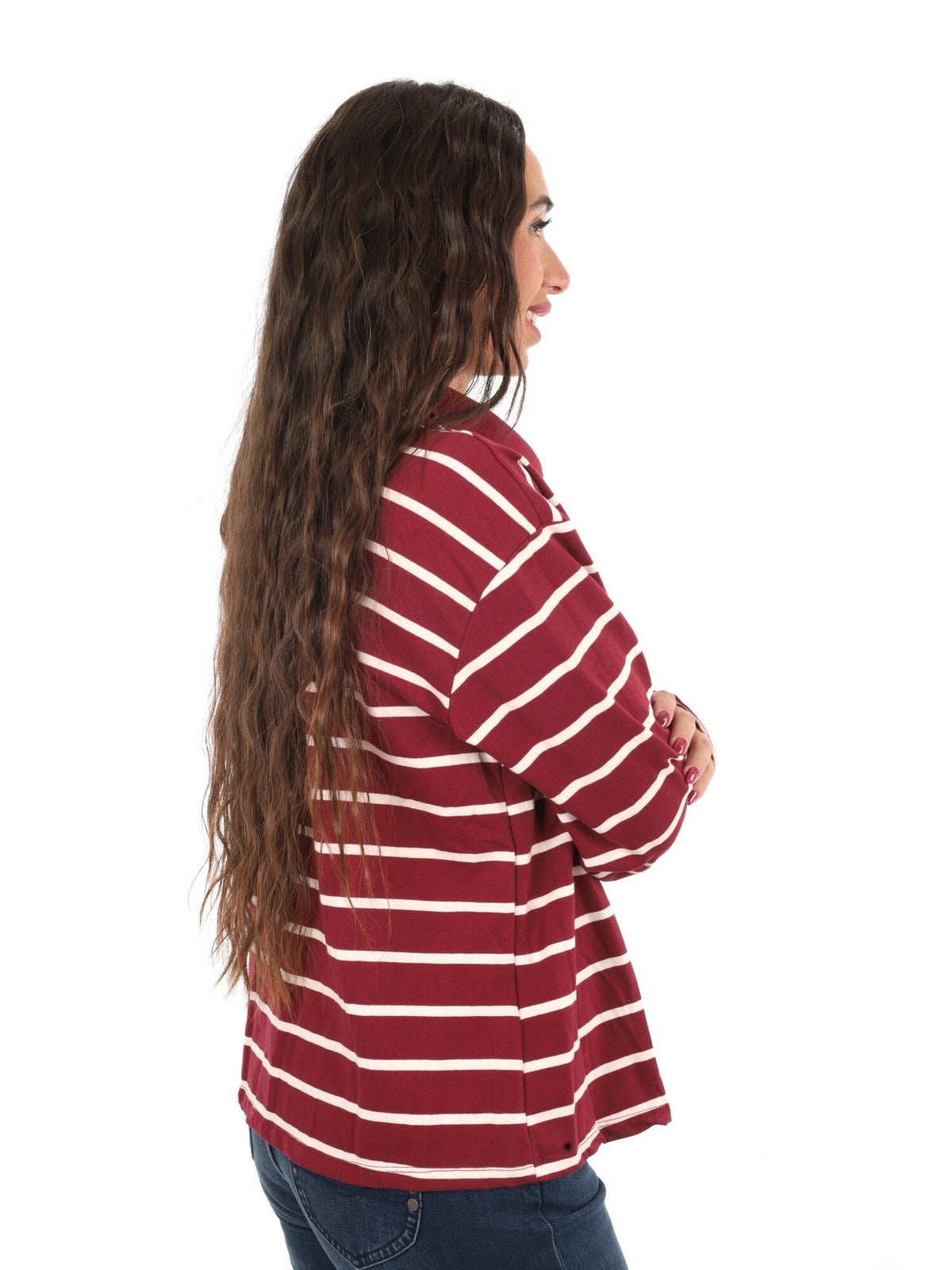 Miss love polo righe da donna rosso