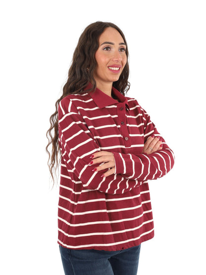 Miss love polo righe da donna rosso