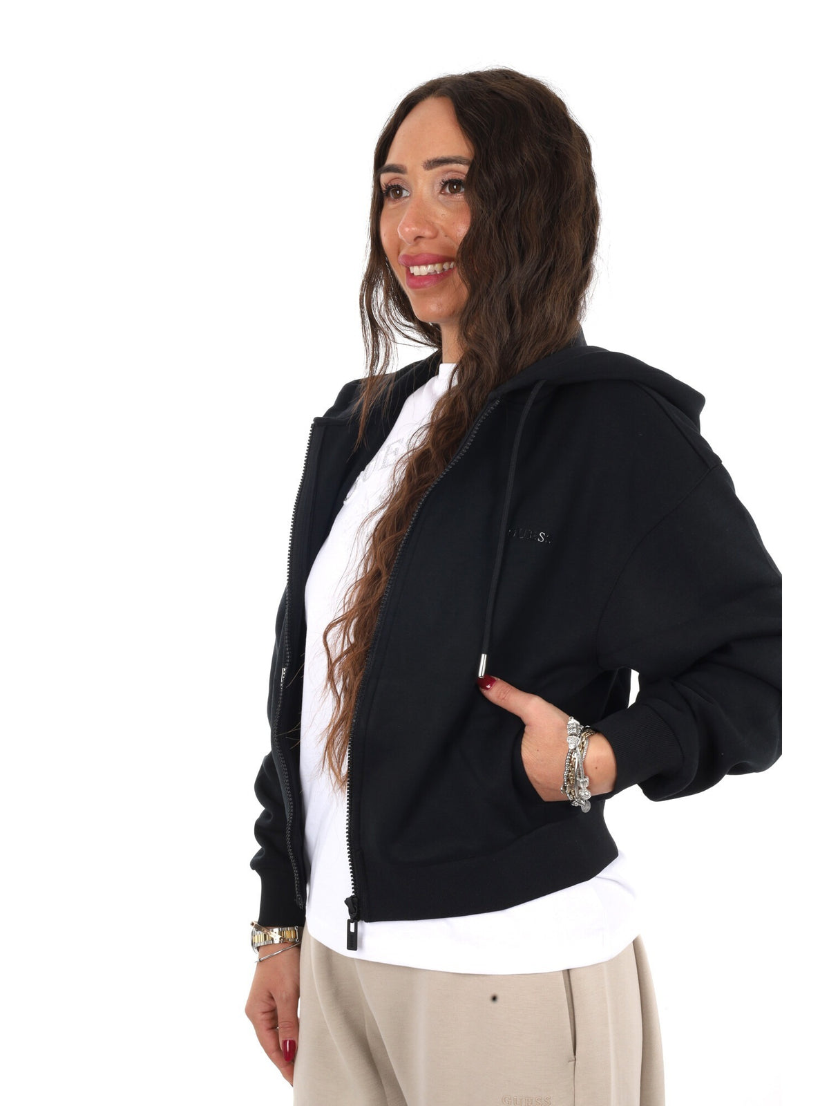 Guess brianna fullzi felpa da donna nero