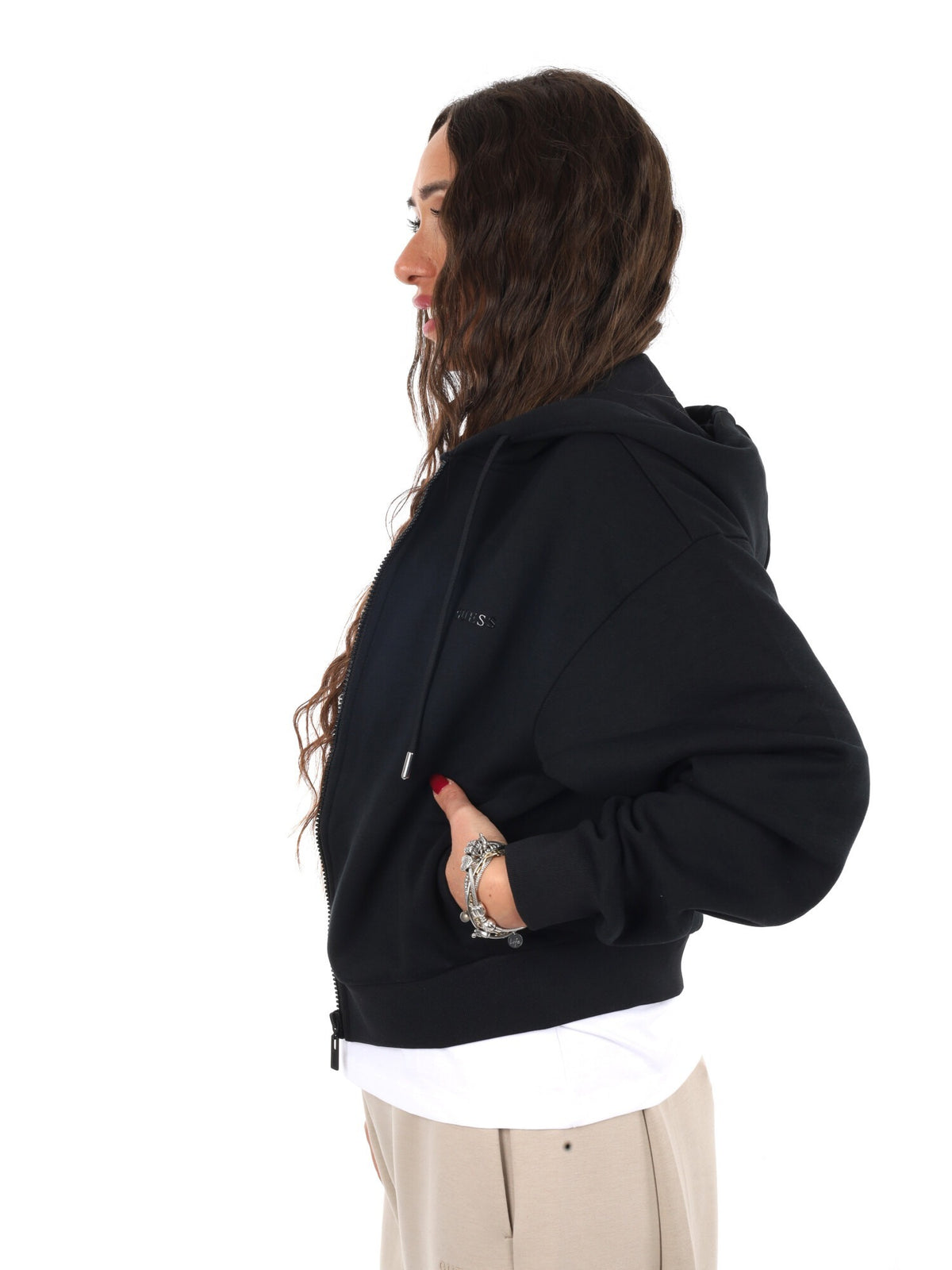 Guess brianna fullzi felpa da donna nero
