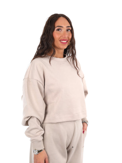 Guess brianna crew felpa da donna beige