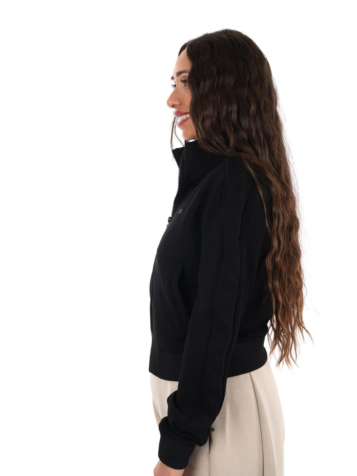 Guess elsa full zip felpa da donna nero