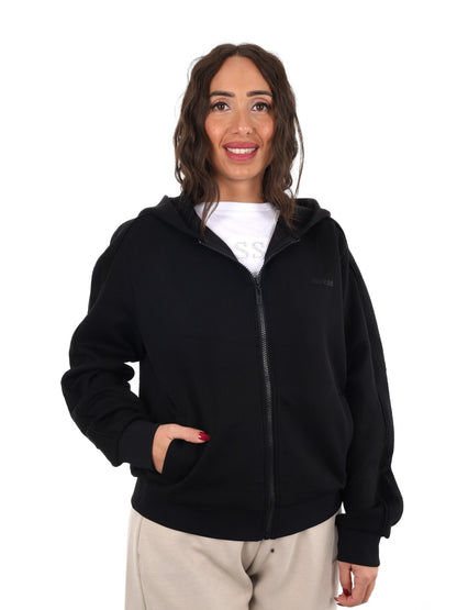 Guess elsa full zip felpa da donna nero