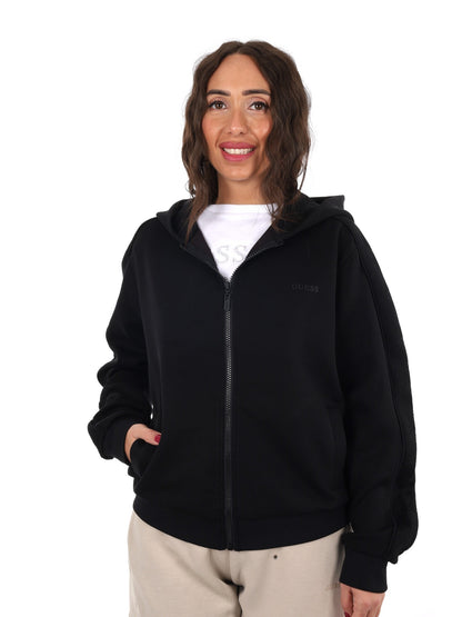 Guess elsa full zip felpa da donna nero