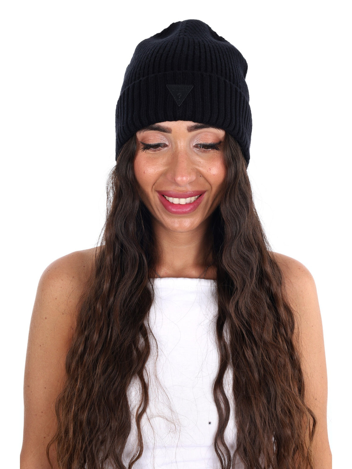 Guess poppy beanie cappello da unisex nero