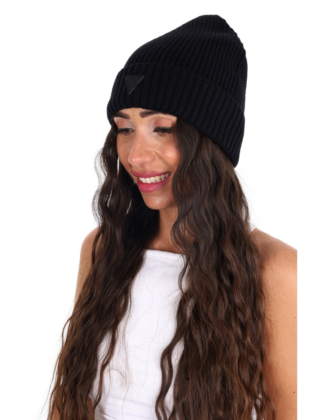 Guess poppy beanie cappello da unisex nero