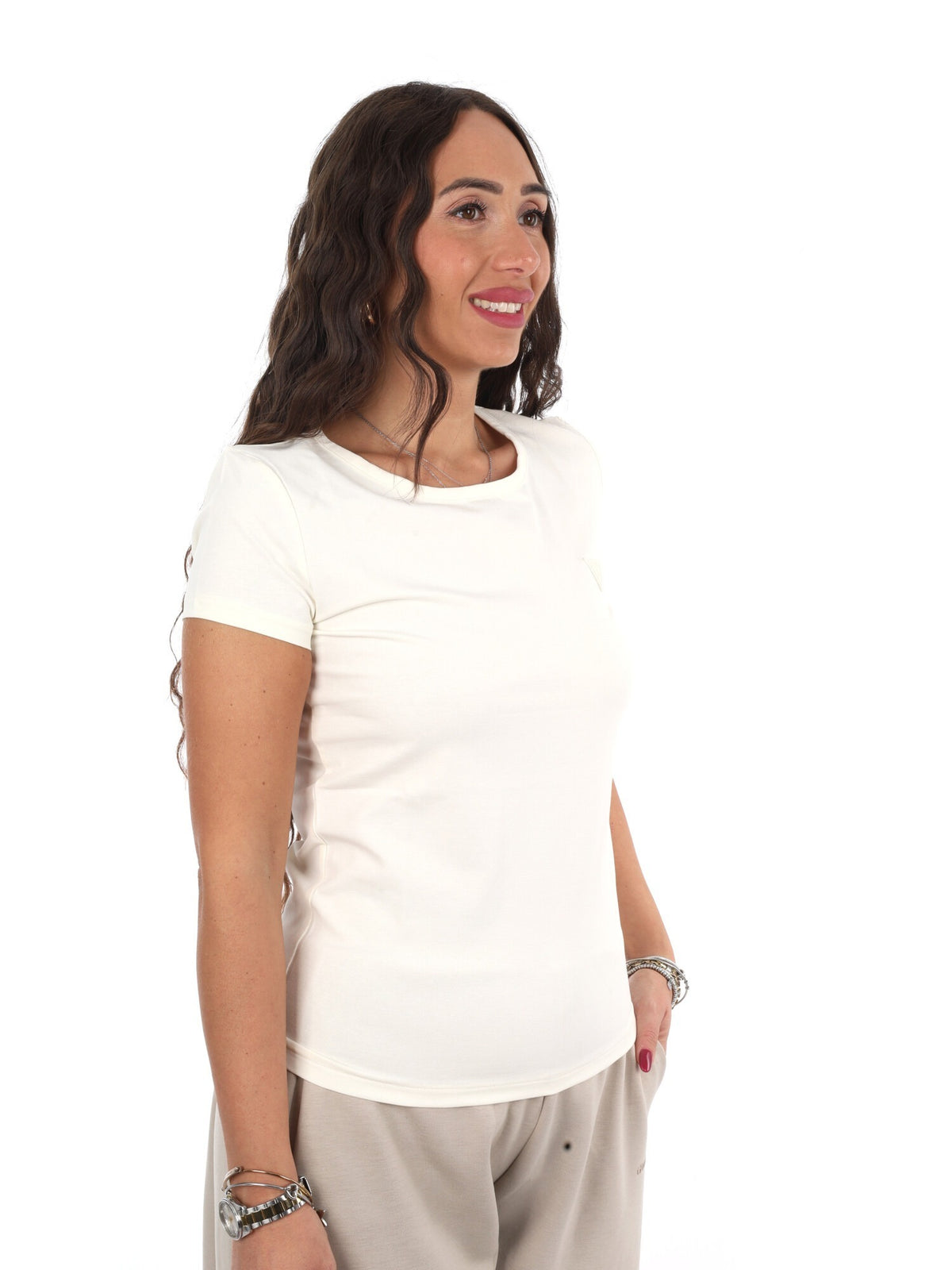 Guess avery t-shirt da donna panna