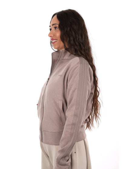 Guess lyra full zip felpa da donna taupe