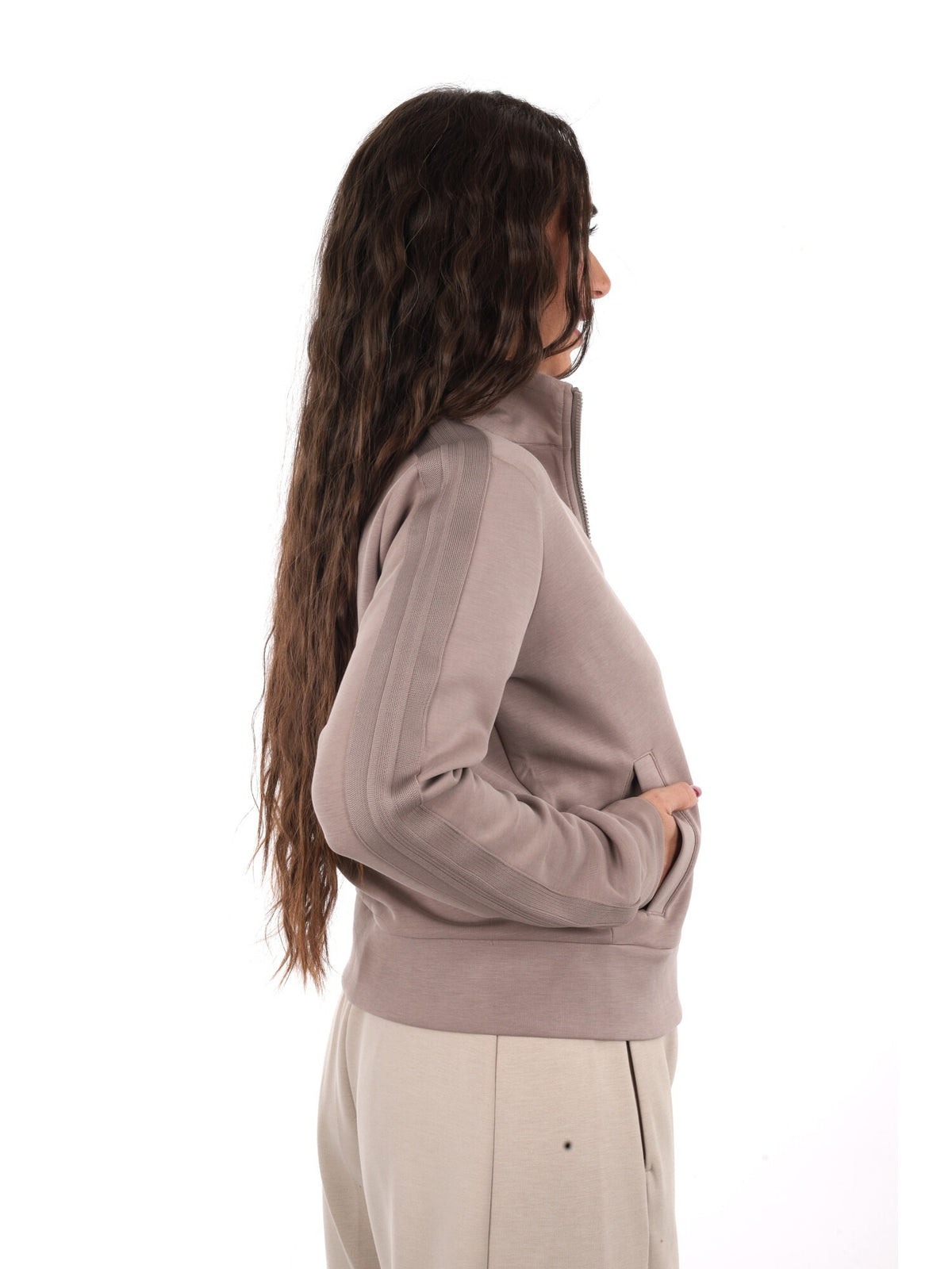 Guess lyra full zip felpa da donna taupe