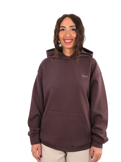 Guess nat hoodie felpa da donna marrone