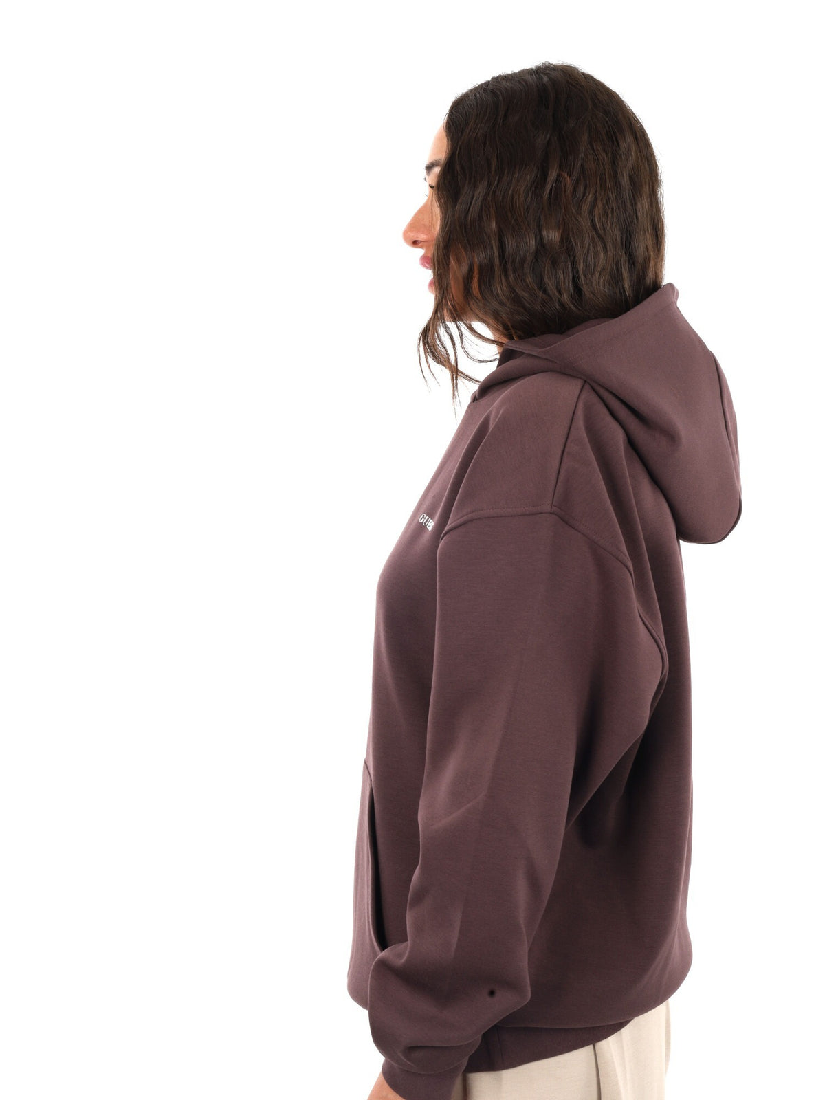 Guess nat hoodie felpa da donna marrone