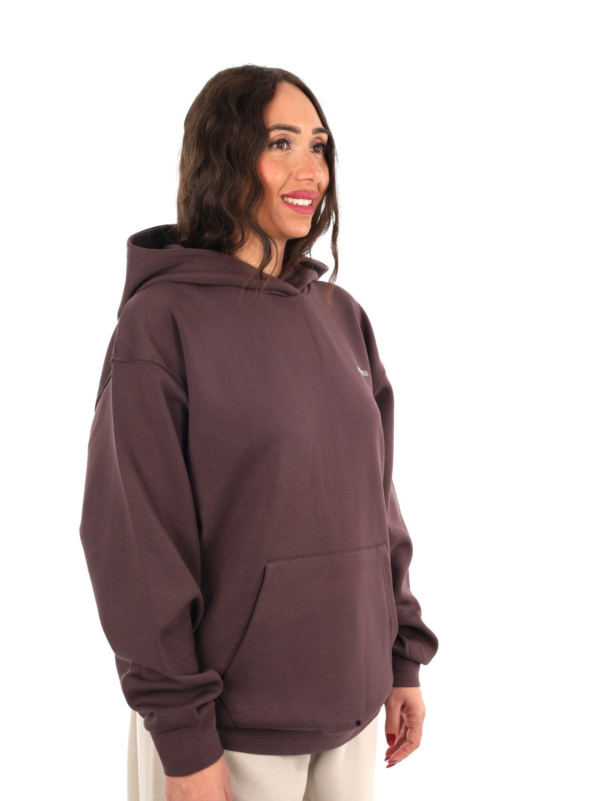 Guess nat hoodie felpa da donna marrone