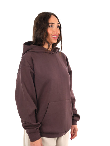 Guess nat hoodie felpa da donna marrone