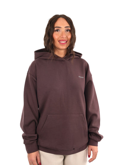 Guess nat hoodie felpa da donna marrone