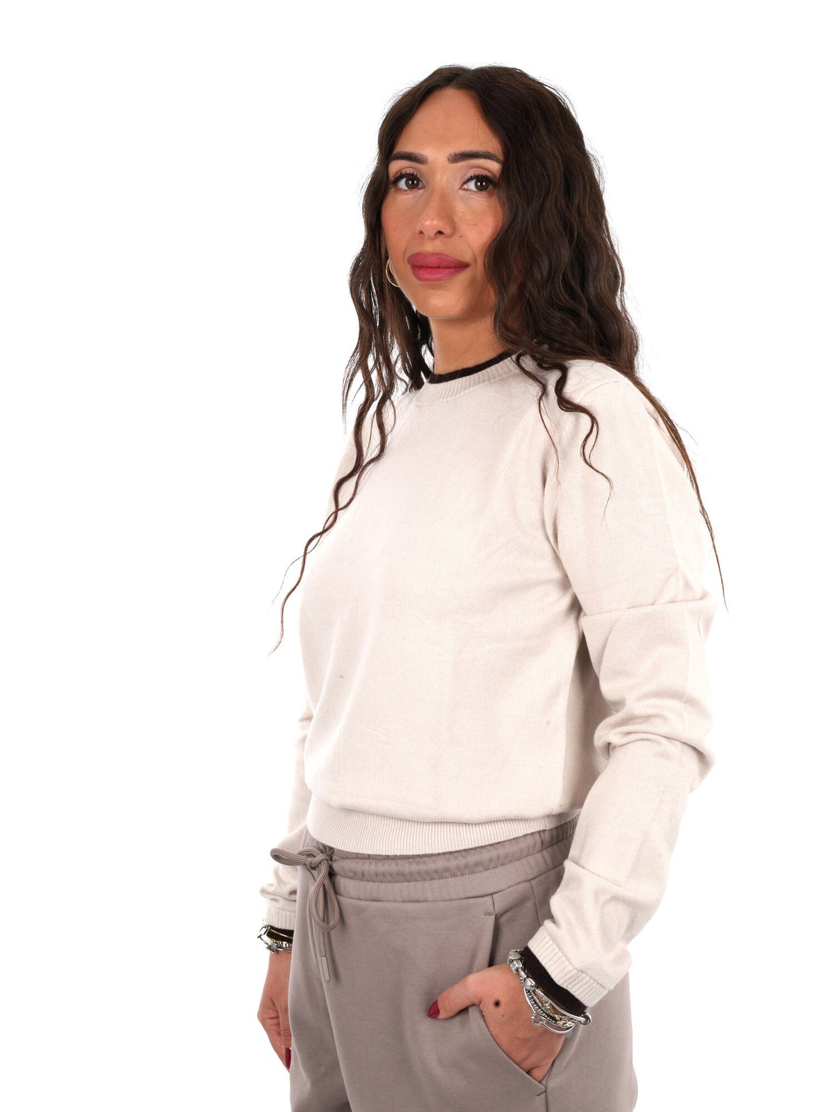 Armani excange pullo maglia da donna panna