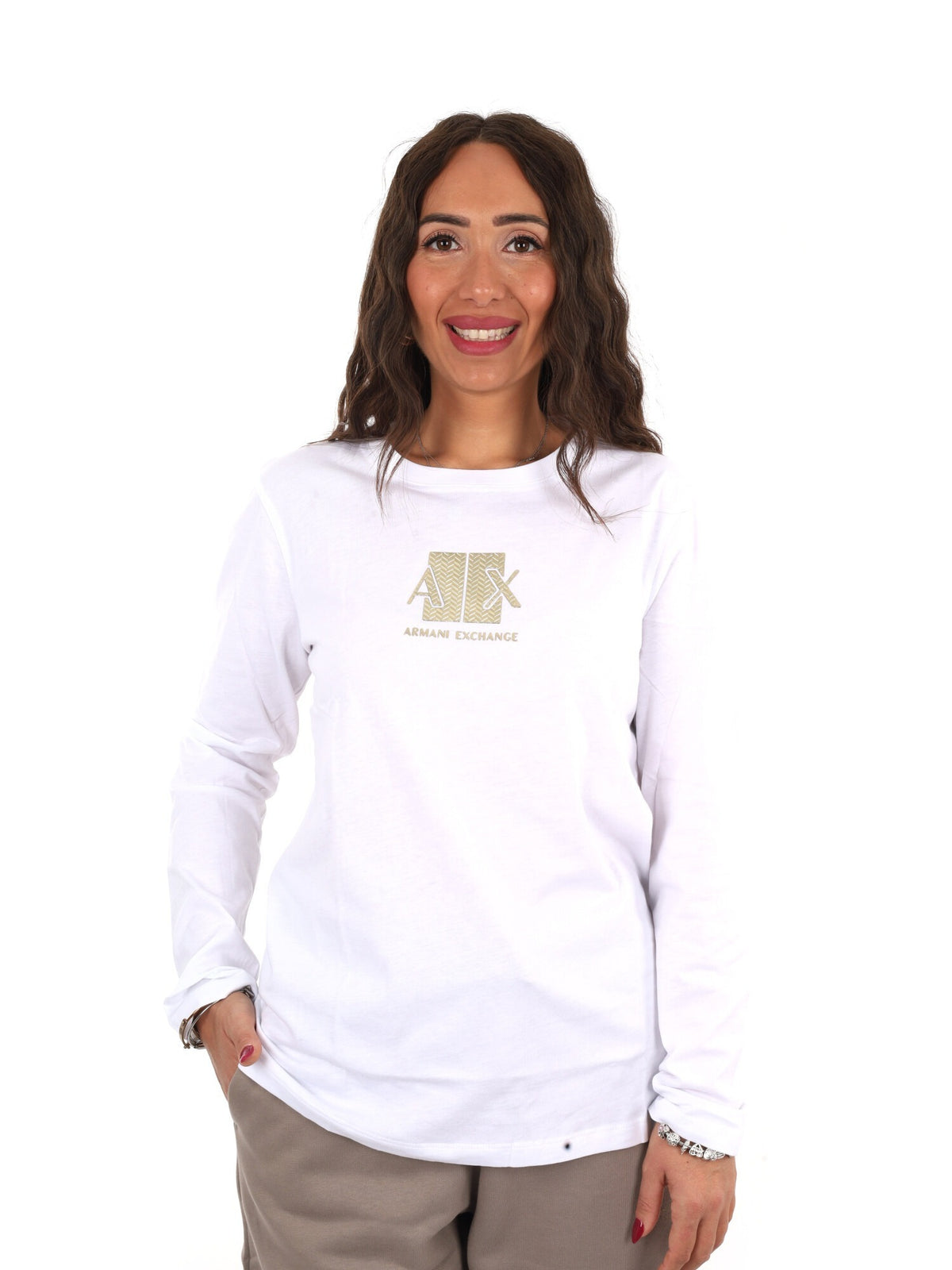 Armani excange t-sh t-shirt da donna bianco