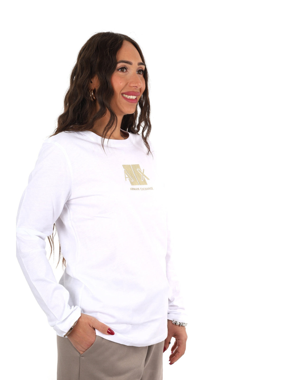 Armani excange t-sh t-shirt da donna bianco