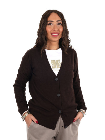 Armani excange cardi maglia da donna marrone