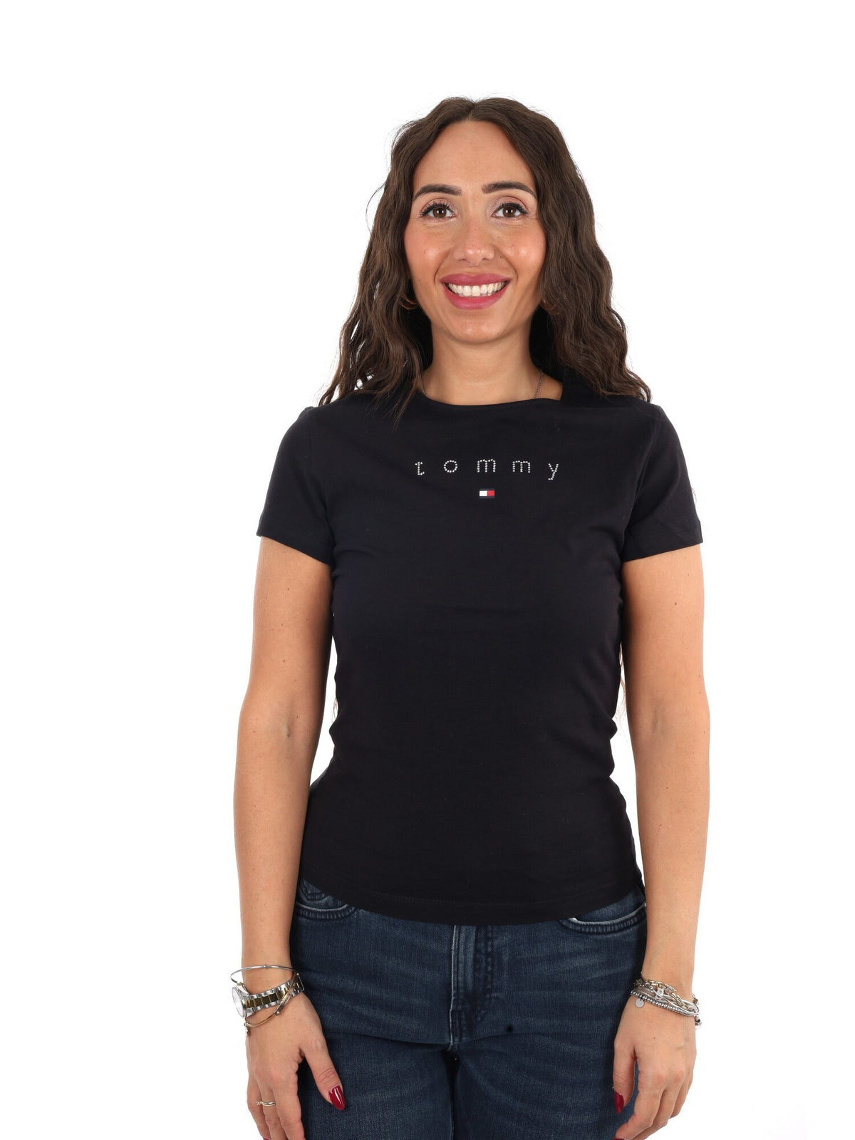 Tommy jeans bling te t-shirt da donna nero