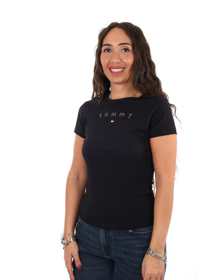 Tommy jeans bling te t-shirt da donna nero