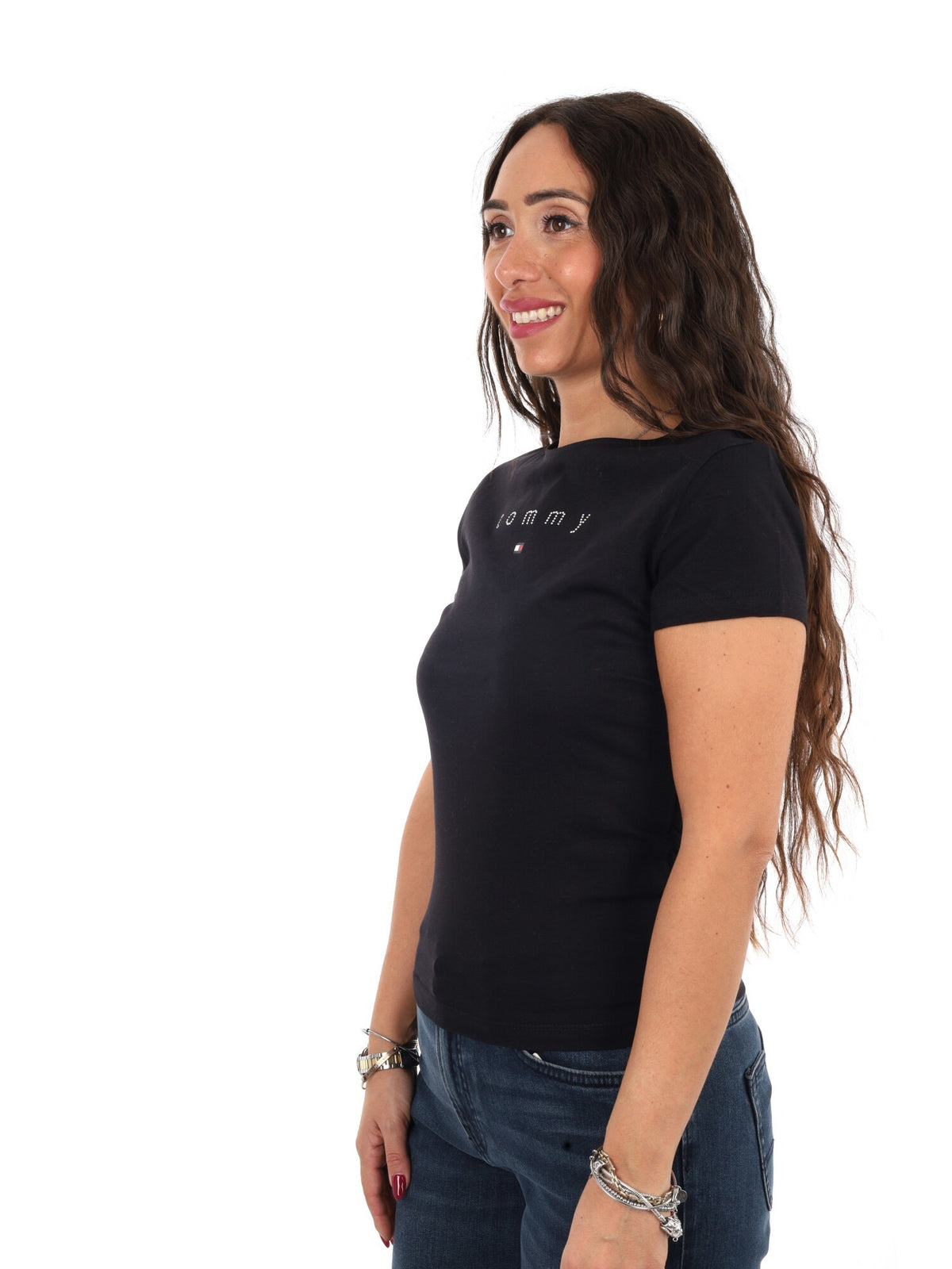 Tommy jeans bling te t-shirt da donna nero
