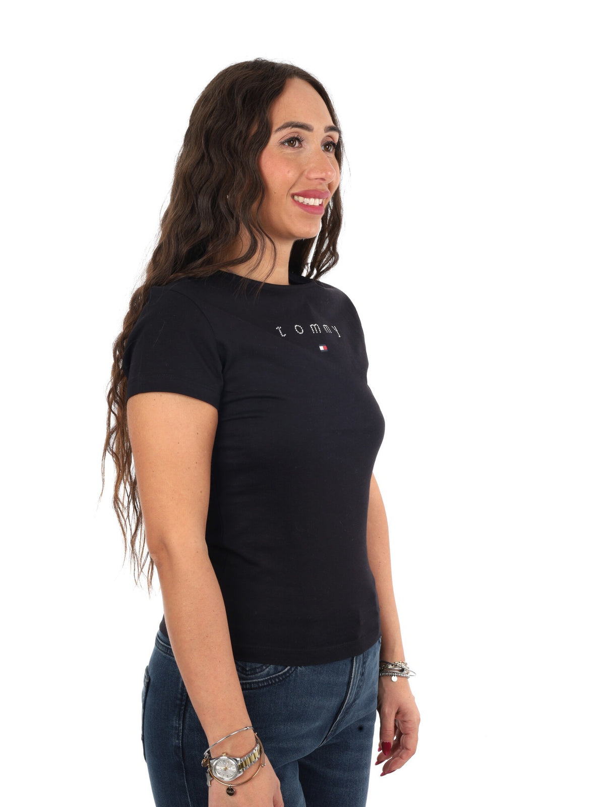 Tommy jeans bling te t-shirt da donna nero