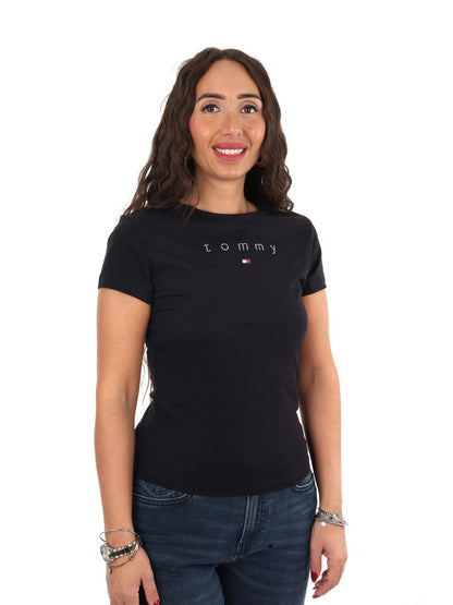 Tommy jeans bling te t-shirt da donna nero