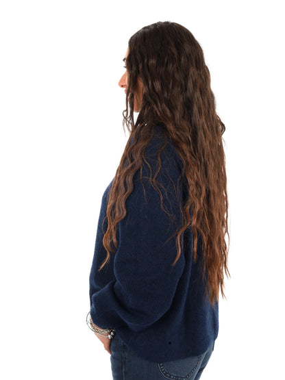 Tommy jeans mockneck maglia da donna blu
