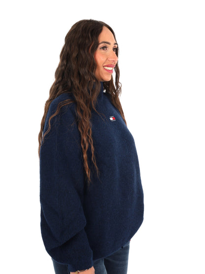 Tommy jeans mockneck maglia da donna blu