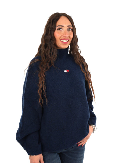 Tommy jeans mockneck maglia da donna blu