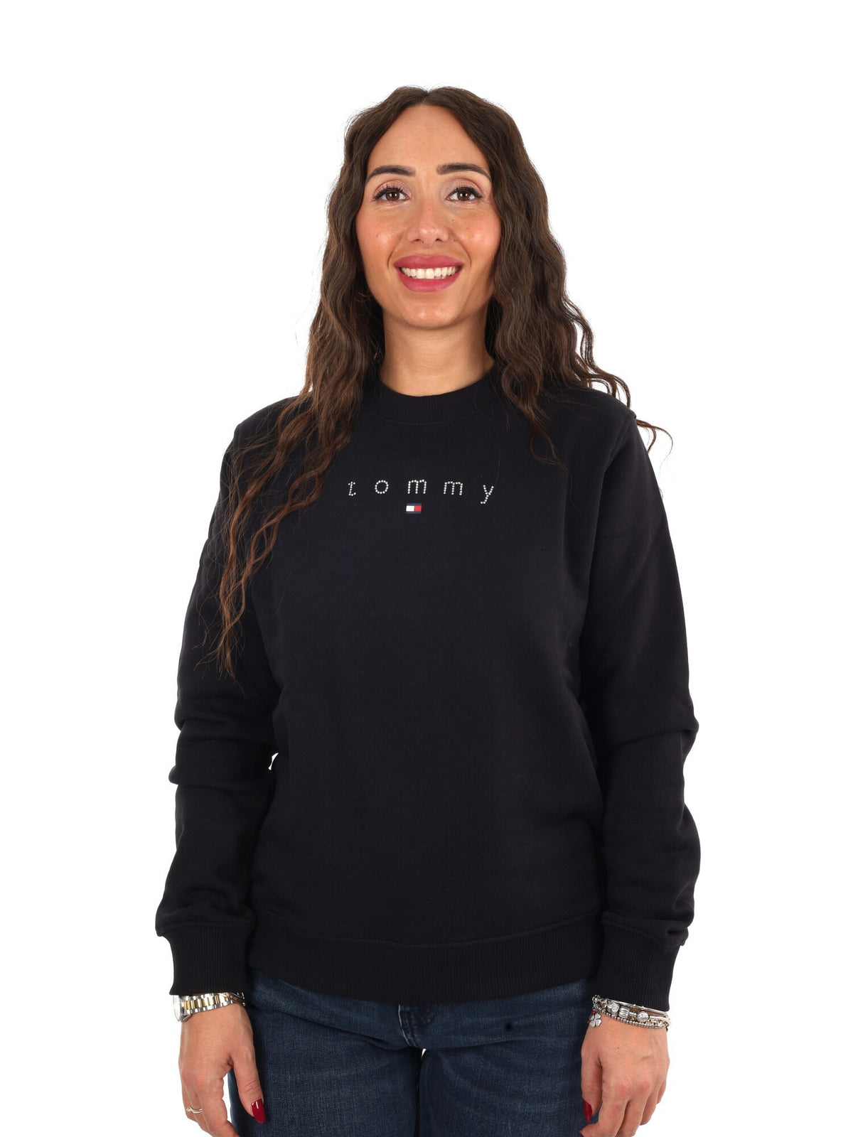 Tommy jeans bling cr felpa da donna nero