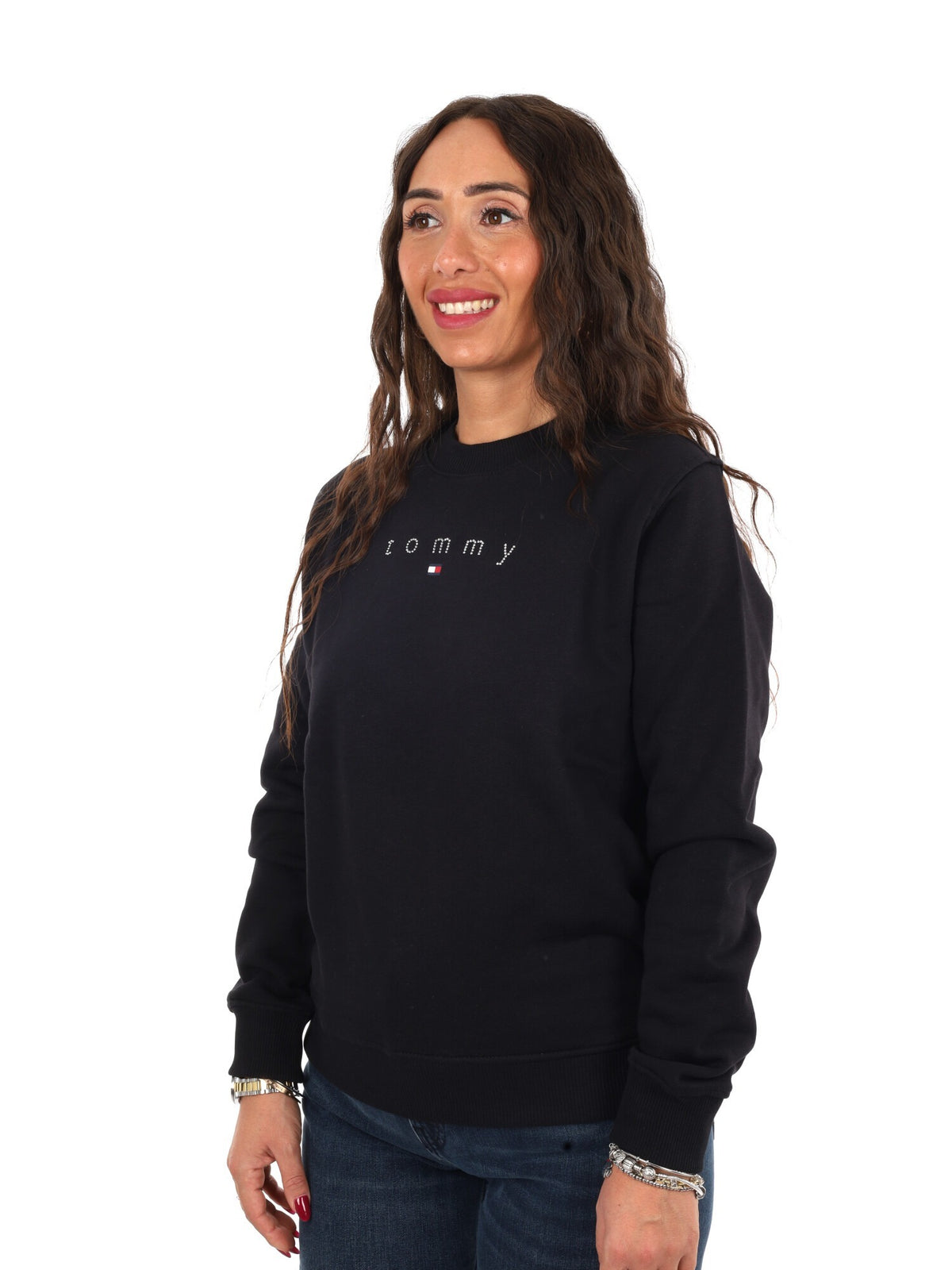 Tommy jeans bling cr felpa da donna nero