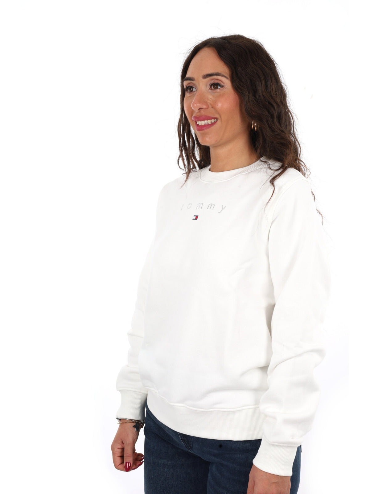 Tommy jeans bling cr felpa da donna bianco