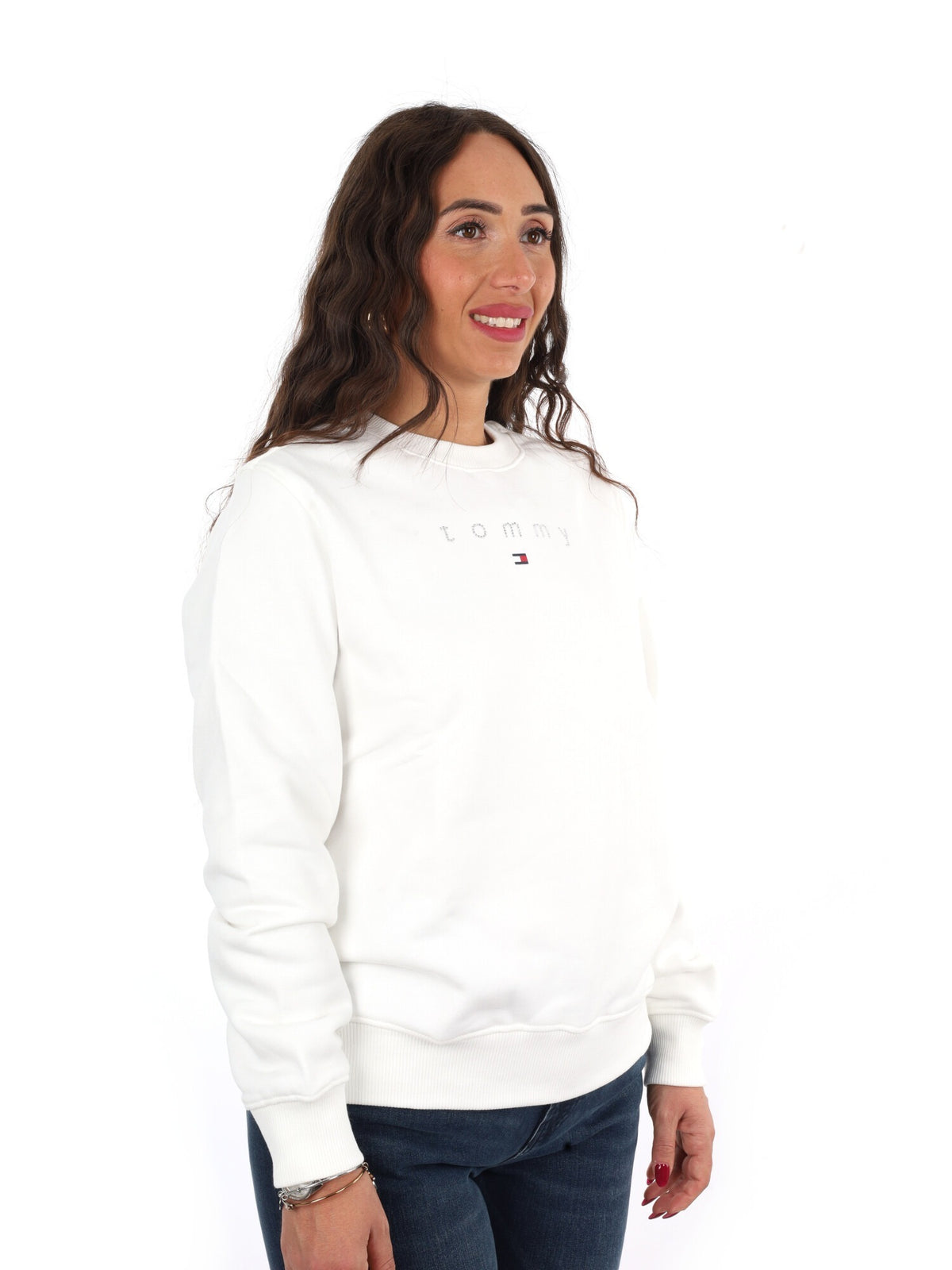 Tommy jeans bling cr felpa da donna bianco