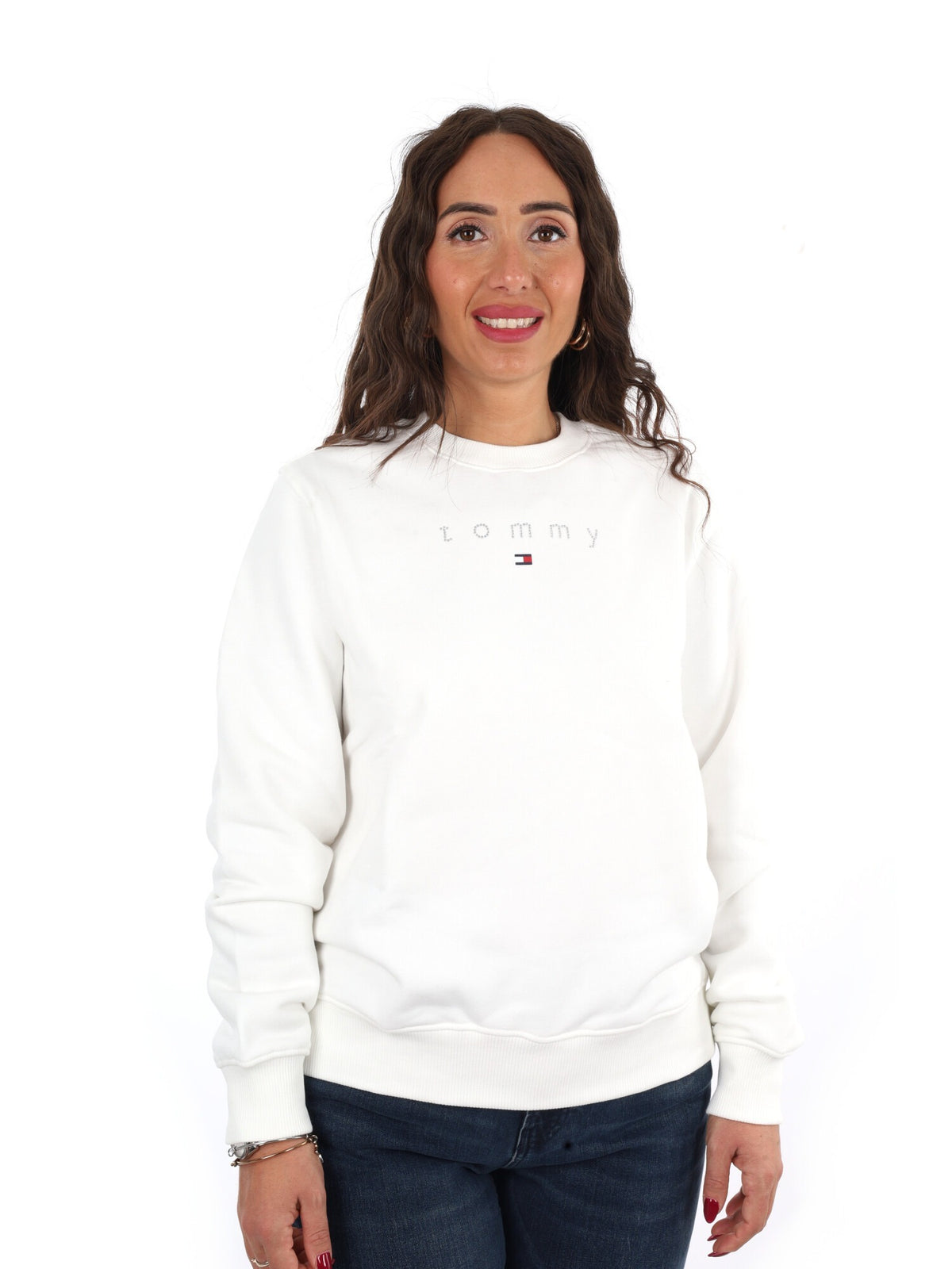 Tommy jeans bling cr felpa da donna bianco