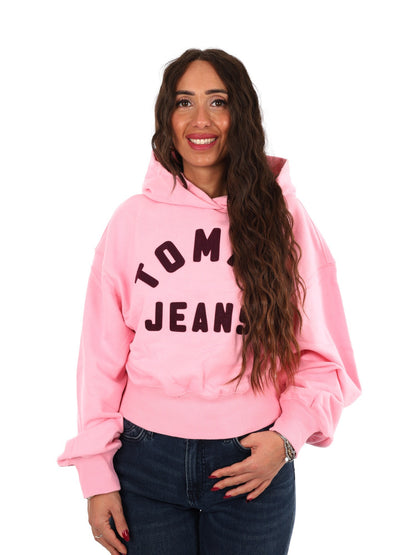 Tommy jeans ovs sh felpa da donna rosa