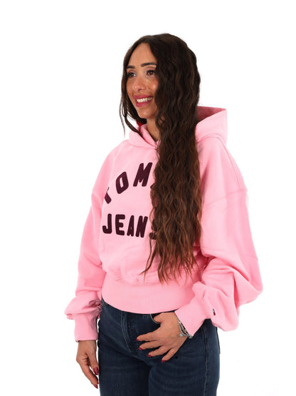 Tommy jeans ovs sh felpa da donna rosa