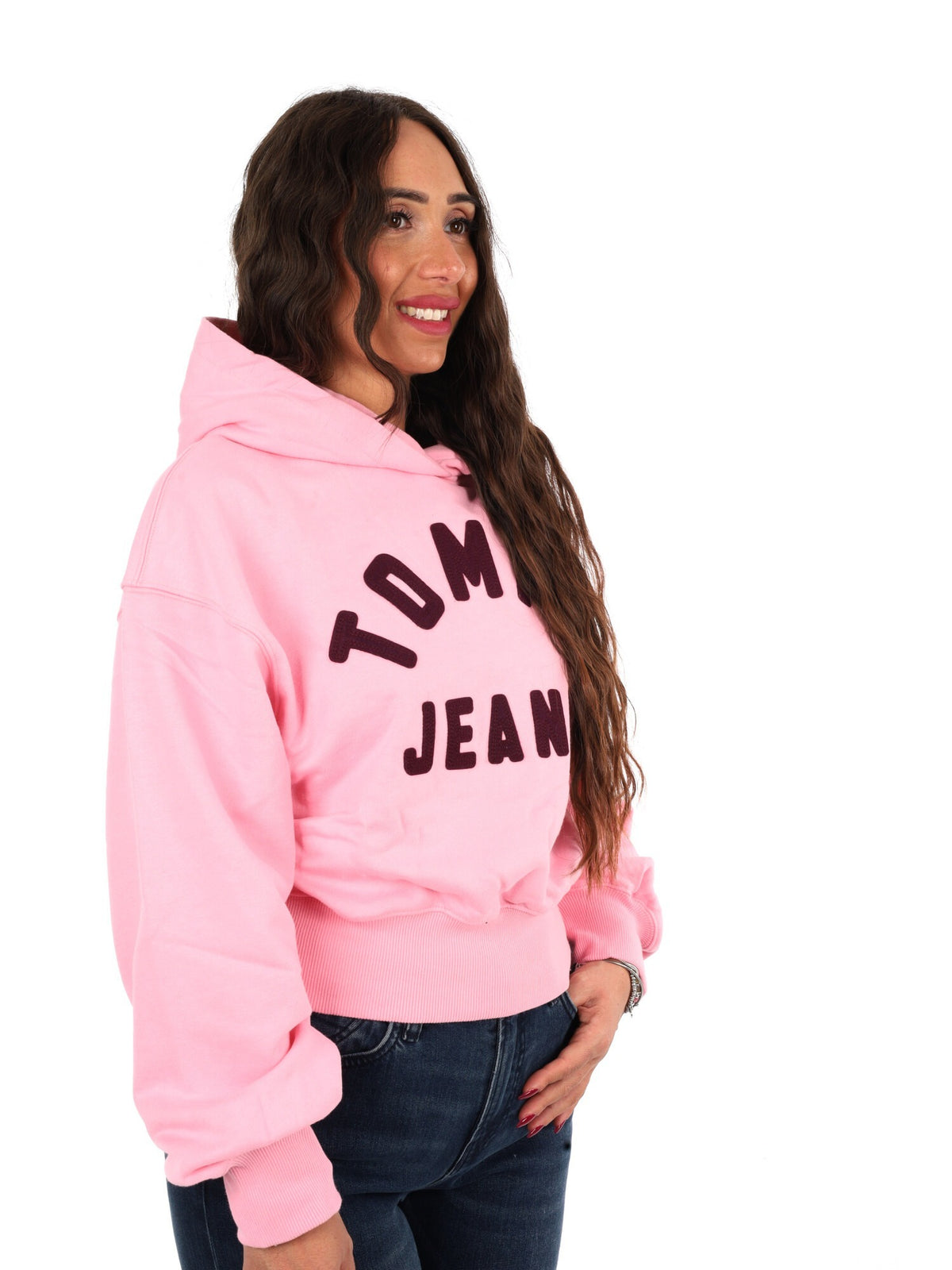 Tommy jeans ovs sh felpa da donna rosa