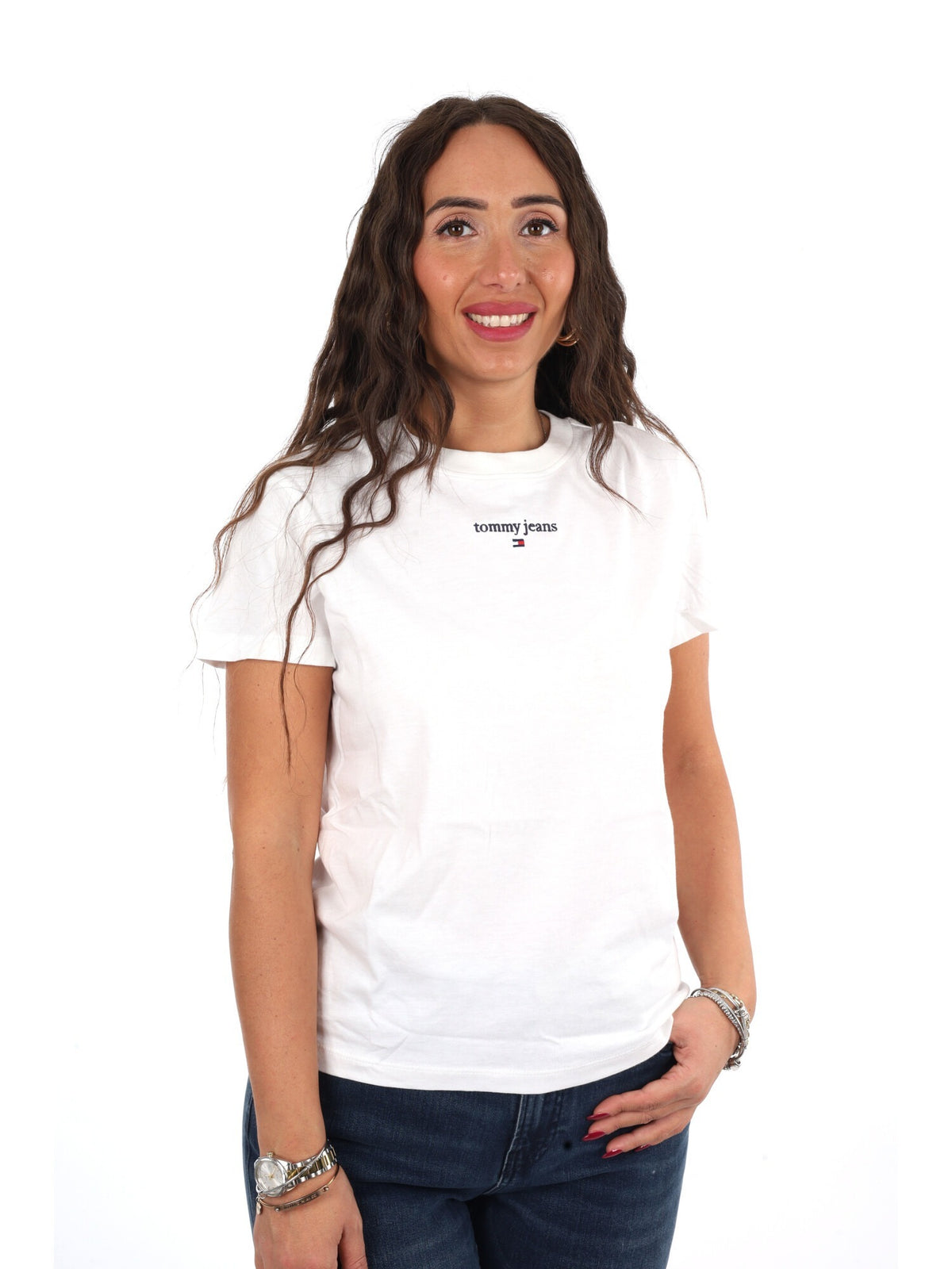 Tommy jeans re.class t-shirt da donna bianco