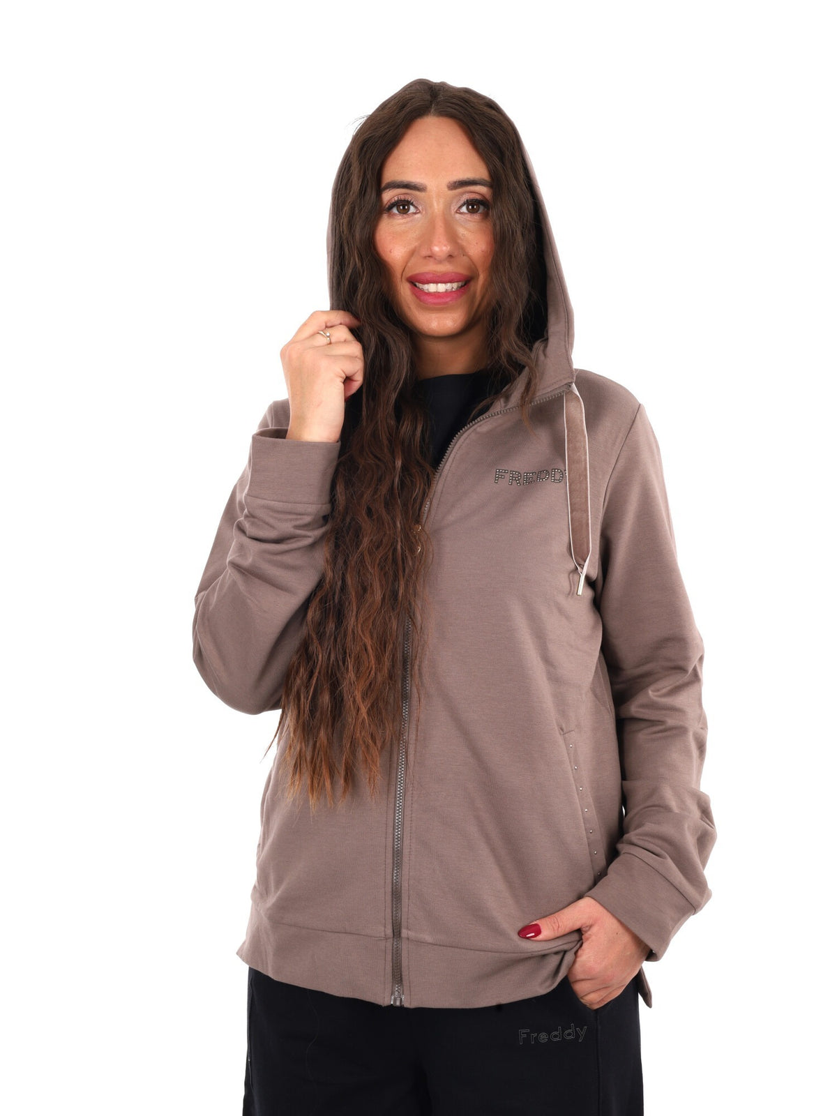 Freddy college luxe felpa da donna marrone