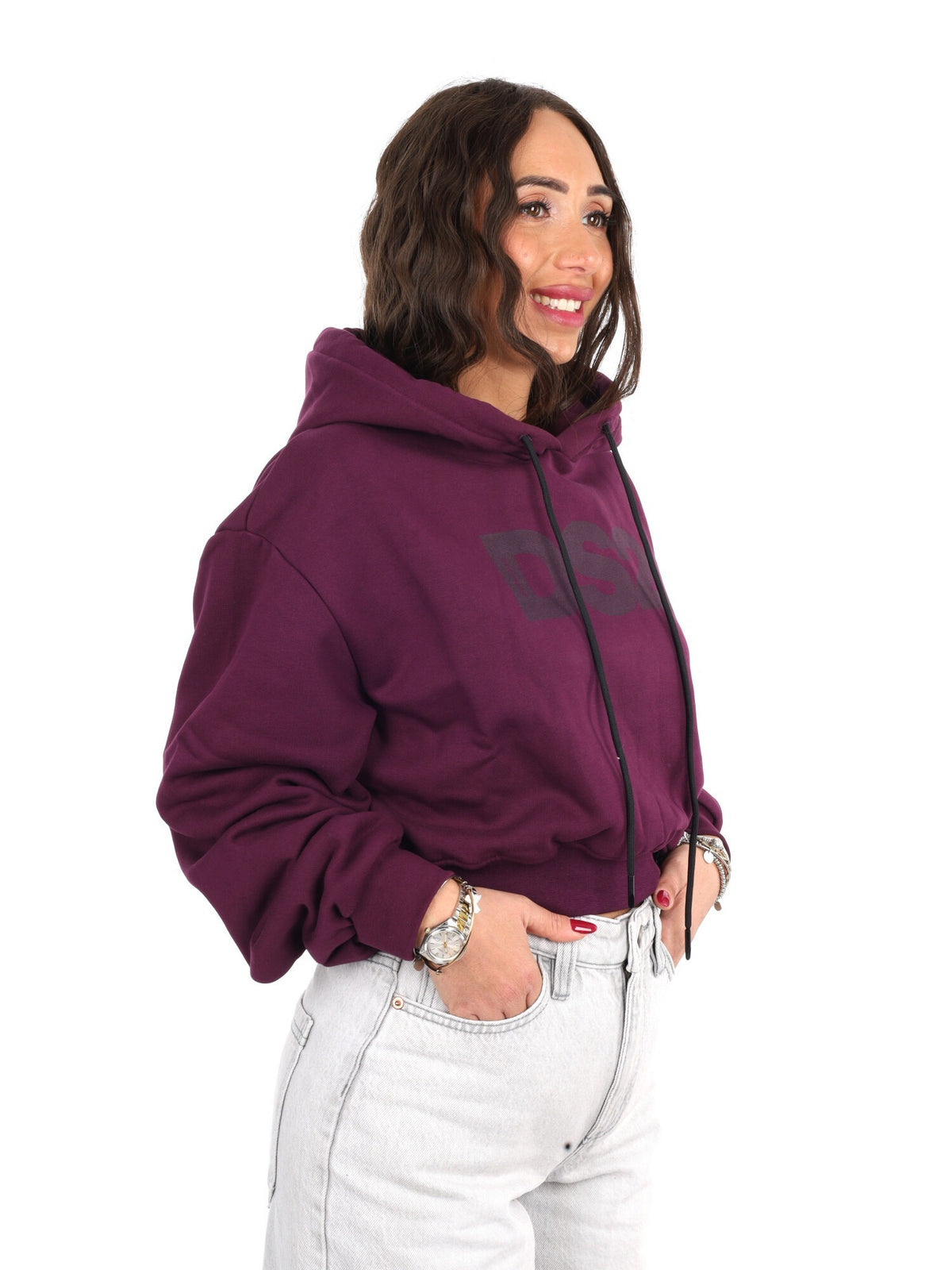 DS2 felpa cappuccio da donna viola