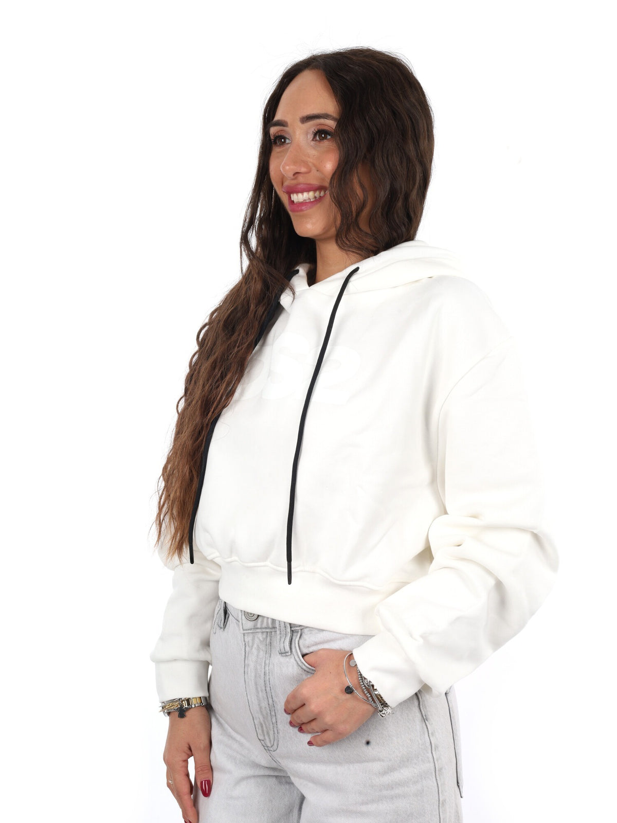 DS2 felpa cappuccio da donna bianco