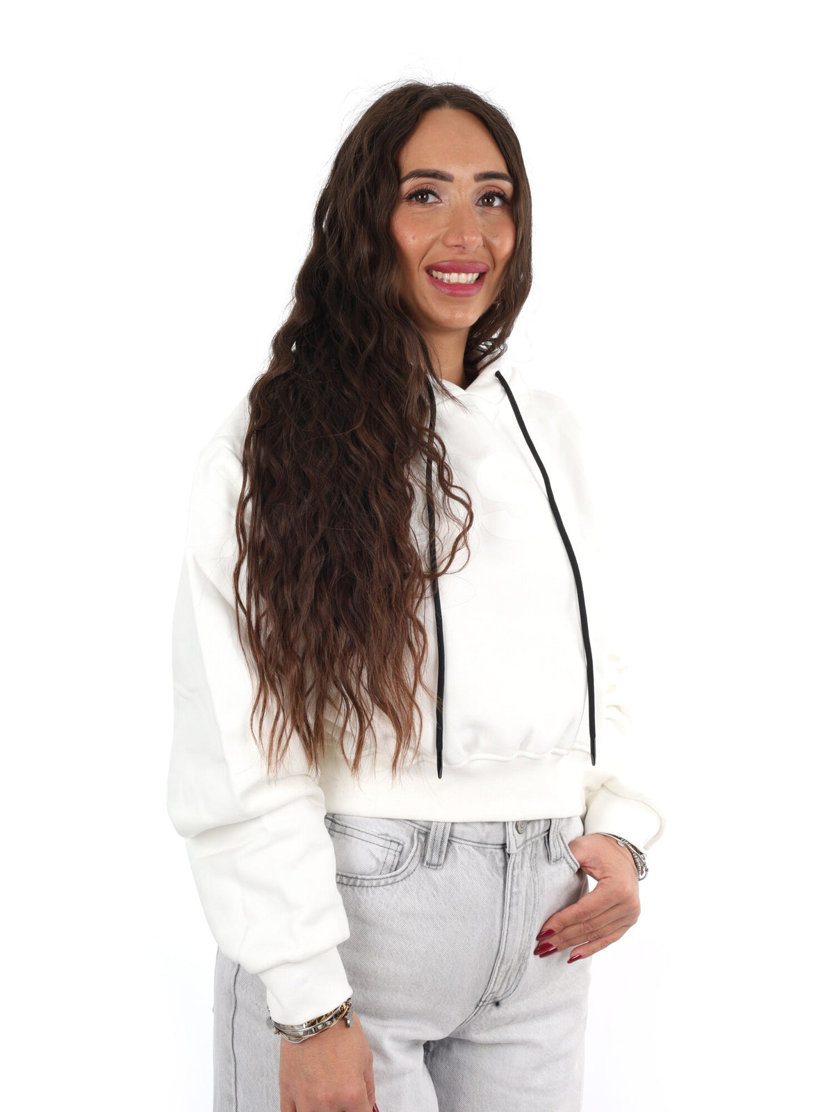 DS2 felpa cappuccio da donna bianco
