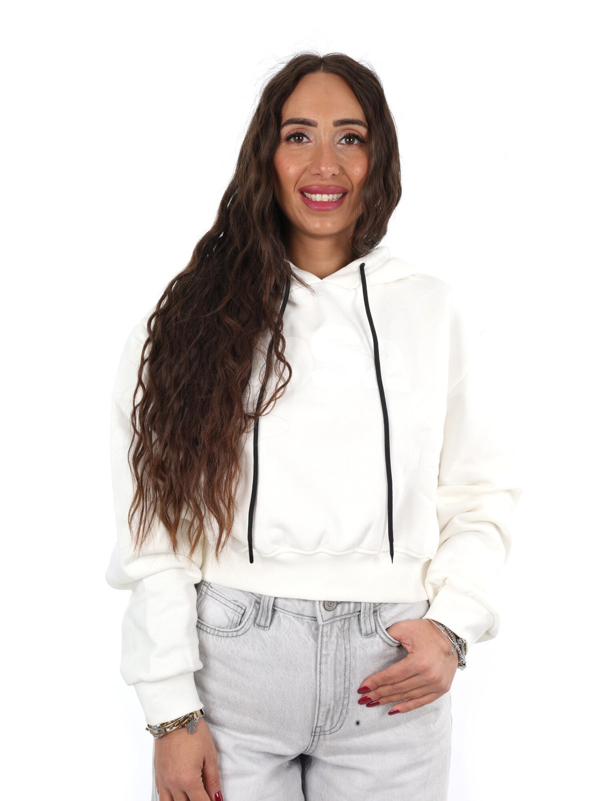 DS2 felpa cappuccio da donna bianco