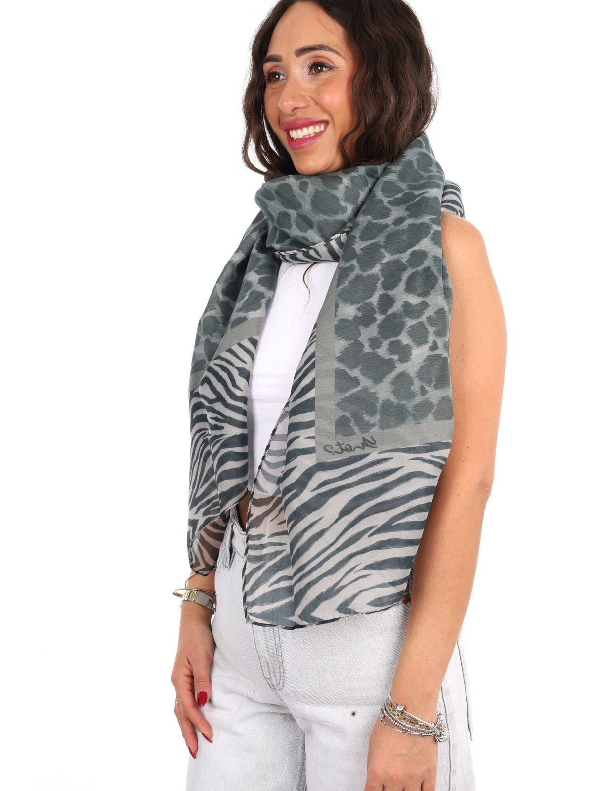 Y-not foulard rayon da unisex grigio